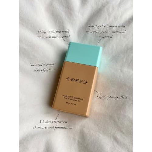 SWEED - Glass Skin Foundation | Long-Lasting Fluid Formula | Hydrate, Moisturize, Lift, Plump, Protect | Vegan, Cruelty-Free, Clean Beauty (12 DEEP N/W)