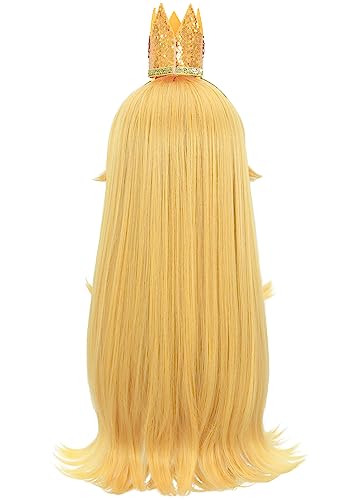 Adult Blonde Princess Cosplay Wig Set with Crown and Earrings - Long Wavy Costume Wig
