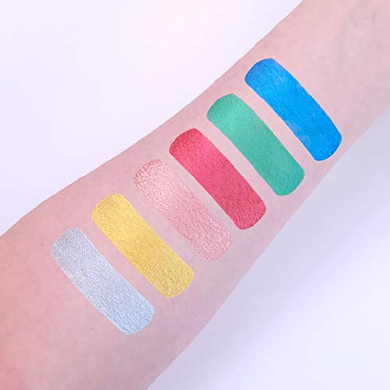Cosmic Moon - Metallic Face Paint makeup for the Face & Body - 0.40fl oz - Create mesmerising metallic face paint designs! - Set of 6 - Includes: Silver, Gold, Rose Gold, Red, Green, Blue