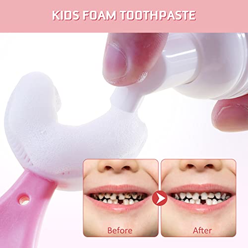 Kids Foam Toothpaste with 4 Fruity Flavors for U-Shape Toothbrushes - Toddler Oral Care