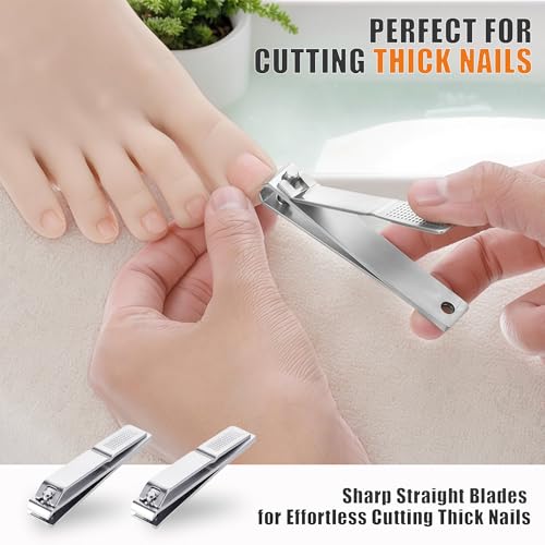 21-Pack Heavy Duty Toenail Clippers Bulk Set with Long Handles and Straight Blades