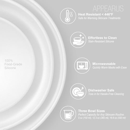 APPEARUS White Silicone Facial Mask Mixing Bowl Set - Professional Spa & Esthetic Tool