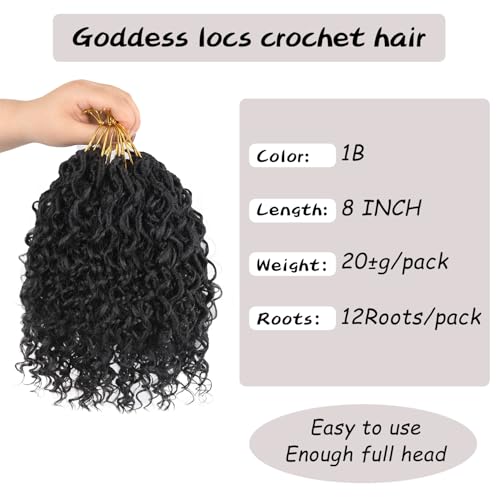 Goddess Locs Crochet Hair 8 Inch - 9 Packs, Natural Full Look, Easy Install