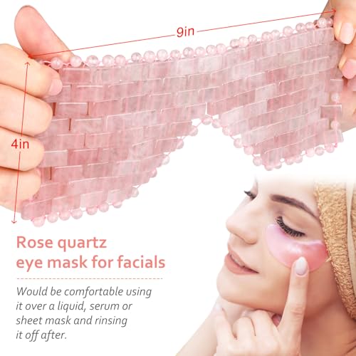 Mothers Day Gifts for Mom: ideayard Rose Quartz Eye Mask, Cooling Eye Mask 100% All Natural Crystal Mask for Facial Puffy Eyes Reusable