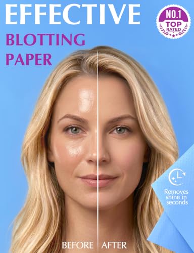 Oil Absorbing Blotting Sheets for Face - 300 Count, Pack of 6, Makeup Friendly, Oily Skin