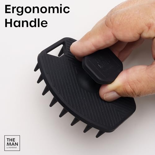 Beard Scrubber with Hook - Silicone Facial Hair Cleansing & Exfoliating Brush for Men