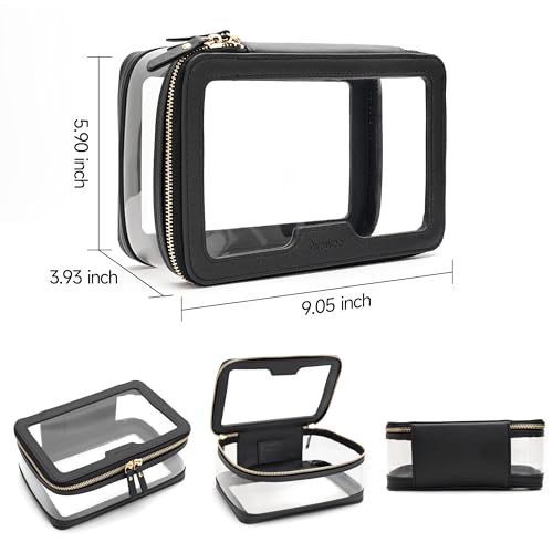 Aveniee Clear Makeup Bag Travel Organizer for Women - Black