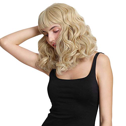 Blonde Vintage Rockabilly Wig Short Bang Wavy Finger Wave Hair for Women - Audrey Style