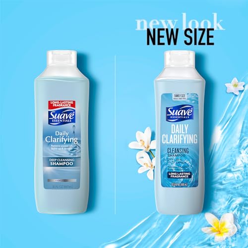 Suave Clarifying Shampoo, Family-Size 4-Pack ? pH-Balanced & Hypoallergenic Daily Deep Cleansing Shampoo for Normal to Oily Hair, 22.5 Oz Ea