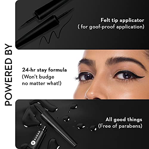 SUGAR Cosmetics Gloss Boss 24HR Eyeliner01 Back In Black (Black) Long lasting, 24hr Coverage