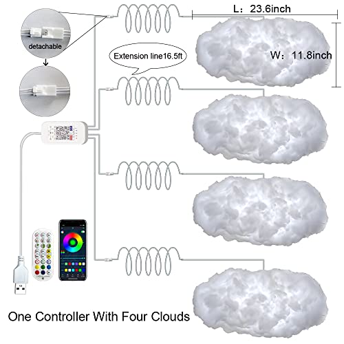 4PCS Cloud Lightning Light Kit - Music Sync & APP Control for Indoor Bedroom Decor - Variation 4