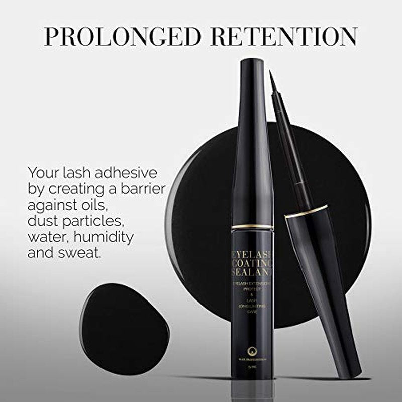 Dlux Professional Eyelash Coating Sealant - 5ml, Rich Black Lash Sealer, Eyelash Extension Conditioner & Aftercare, Prolonged Retention, Flocked Tip Applicator, Eyebrows Definer, Korean Cosmetic