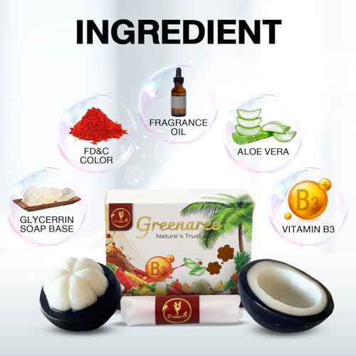 Fruit & Flower-Shaped Natural Soap Bar with Vitamin B3 & Aloe Vera ? Moisturizing, Gentle for Sensitive Skin, Includes Foam Net, Handmade in Thailand ? Body & Hand Use (1 Bar)