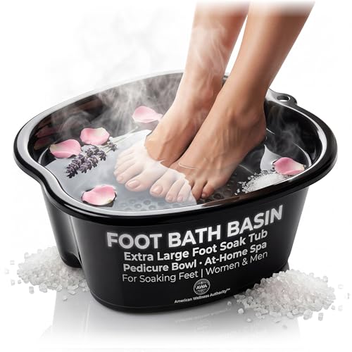 American Wellness Authority Black Extra Large Foot Soaking Tub - Pedicure Basin for Tired Feet