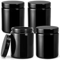 Black Glass Storage Jars Set of 4 - 8oz Airtight & UV-Protected Food & Herb Containers