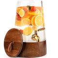FOODLE 1 Gallon Glass Drink Dispenser with Spigot & Acacia Stand