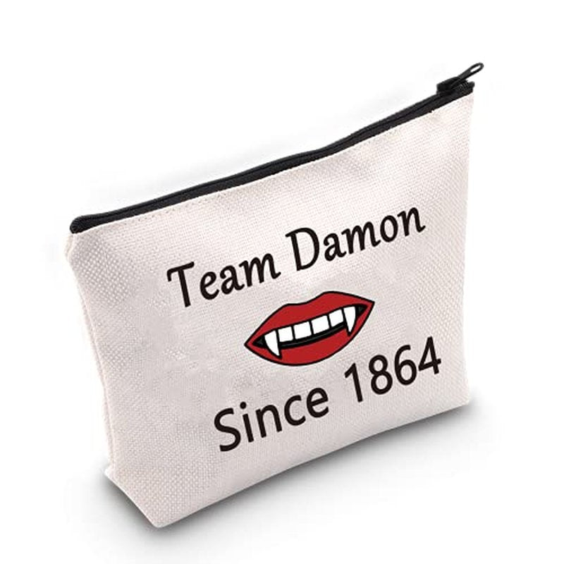 LEVLO The Vampire Lovers Gift Team Damon Stefan Salvatore Since 1864 Makeup Bags Vampire Fandom Gift for Fans (Damon)