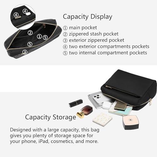 Cosmetic Bag with Multiple Compartments, Travel Toiletry Bag for Women, Portable Makeup Bag Organizer