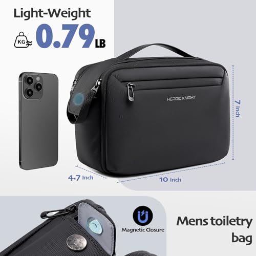Men's Travel Toiletry Bag with 180° Flat Opening and Wet Pocket – 5L Dopp Kit Organizer