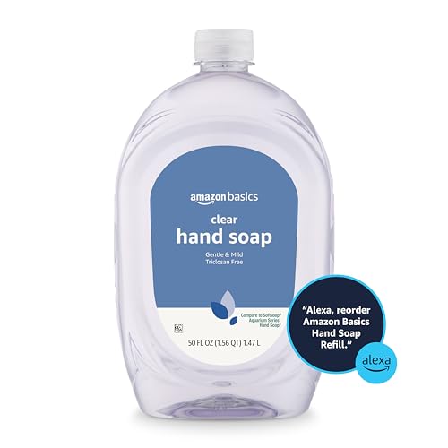 Amazon Basics Gentle & Mild Clear Liquid Hand Soap Refill - 50 Fl Oz Pack of 4