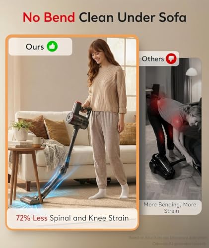 Cordless Vacuum Cleaner 40Kpa Suction 45Min Runtime 6-in-1 Self-Standing Dark Gray
