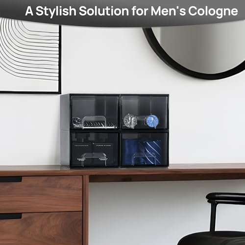 Vtopmart Black Small Stackable Storage Drawers for Cologne & Makeup - 4 Pack