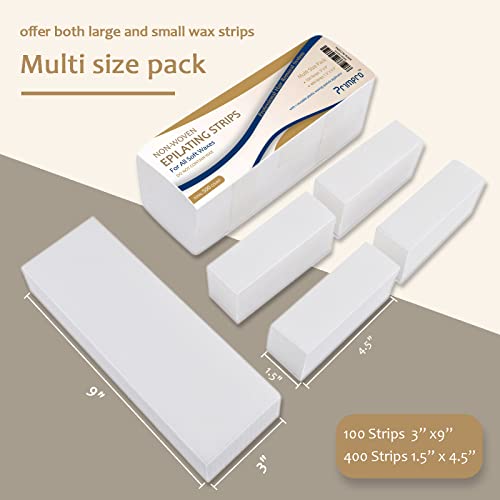 Salon Quality Non-woven Wax Strips for Body and Facial Hair Removal Multi Size Pack (500)