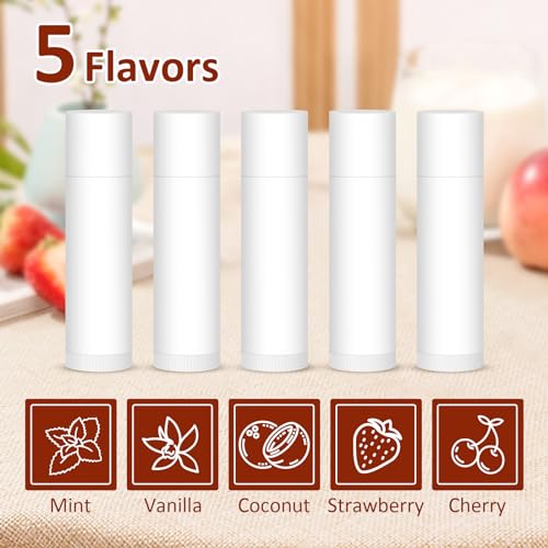 120 Pack Unlabeled Lip Balm Bulk - 5 Flavors, Customizable Tubes, DIY Gift Set
