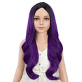 Ombre Purple Long Curly Wavy Wig for Kids Girls - Heat Resistant Synthetic Hair