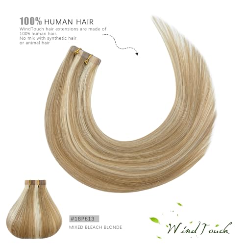 Hair Extensions Tape in Human Hair 18 Inch Bleach Blonde 40g - WindTouch Variation of THIS listing