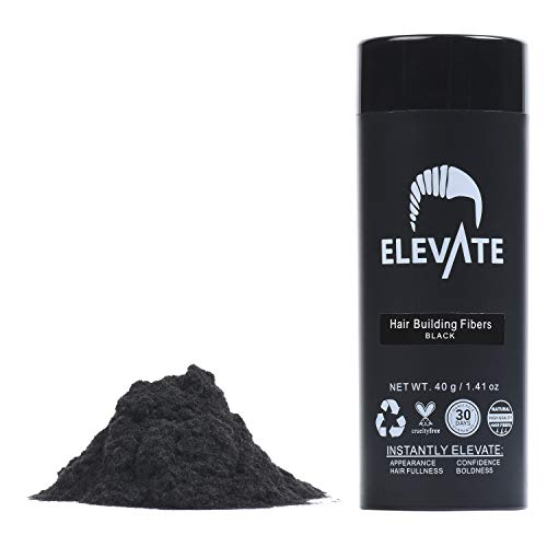 Black Hair Fibers for Thinning Hair 40g Bottle - Natural Keratin Concealer (Black)