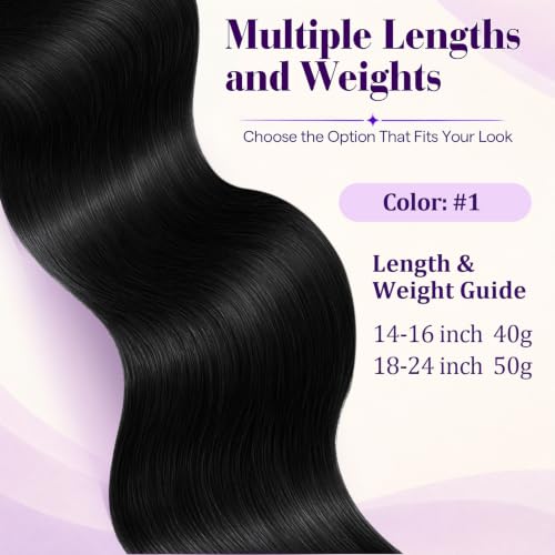 LaaVoo K Tip Hair Extensions Real Human Hair 18in 50g Jet Black #1 Utip