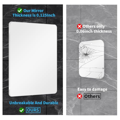 Shower Mirror Fogless Shaving Large(10.3x7.9in) - Includes 2 Razor Holders & 2 Mirror Holders, Unbreakable & Easy Install & NO-Drilling, Fog Free (No Fog) Shower Mirror for Shaving