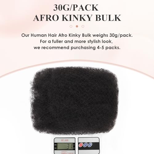 JIAJIA Afro Kinky Human Hair Extensions 14 Inch Bulk for Twists & Dreadlocks - Afro1B Variation
