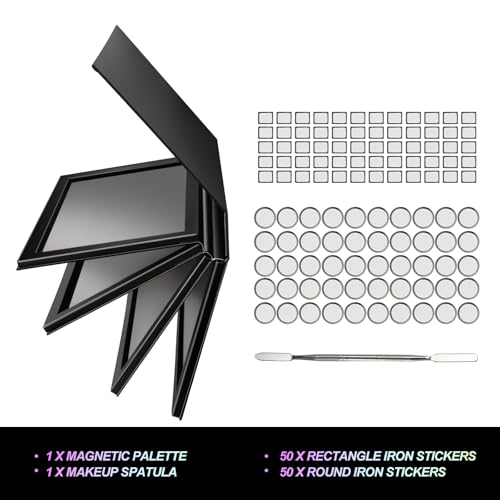 Magnetic Makeup Palette Set with 4 Layers, Spatula & Metal Stickers