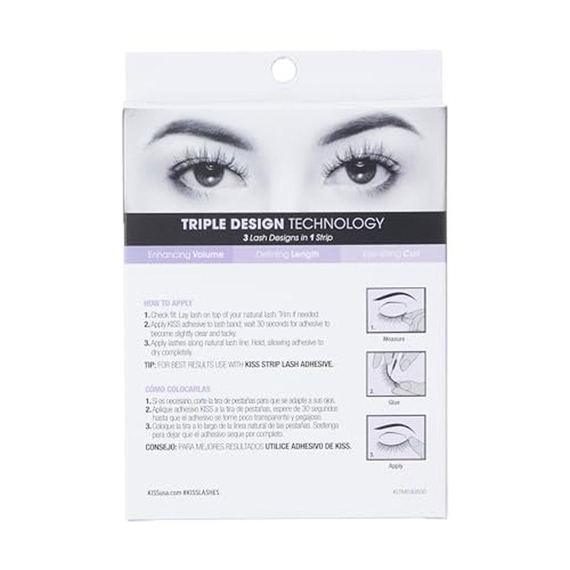 KISS Lash Couture Triple Push Up Collection Multipack, 3D Volume False Eyelashes with Triple Design Technology, Multi-Angles & Lengths, Reusable, Style 'Babydoll', 4 Pairs Fake Eyelashes (Pack of 2)
