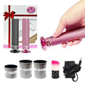 5.3'' Electric Foot Callus Remover with 80pcs Sandpaper Discs & Brush, Professional Aluminum Ergonomic Pedicure Tool, Stepless Speed & Reverse Control for Dead Skin Removal (Pink)