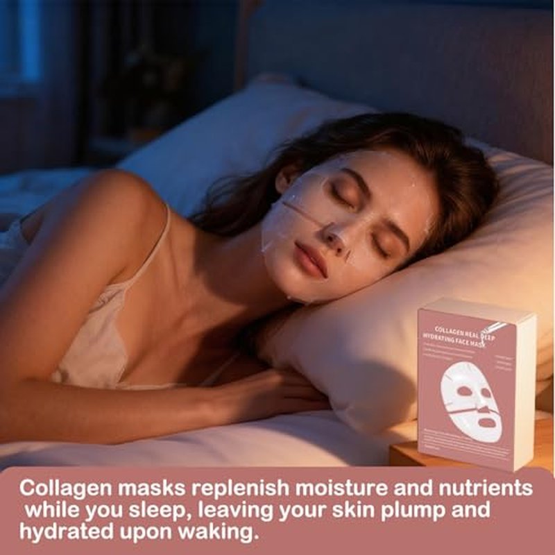 8 Pack Collagen Face Mask, Collagen Face Mask Overnight, Anti-Wrinkle Lifting Collagen Mask, Deeply Hydrates, Minimizes Pores, And Enhances Elasticity