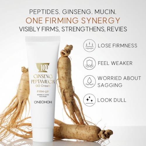 Ginseng Peptamucin GO Face Cream – Vegan Wrinkle & Firming Moisturizer with 8 Peptides & Plant Mucin, 1.69 fl oz