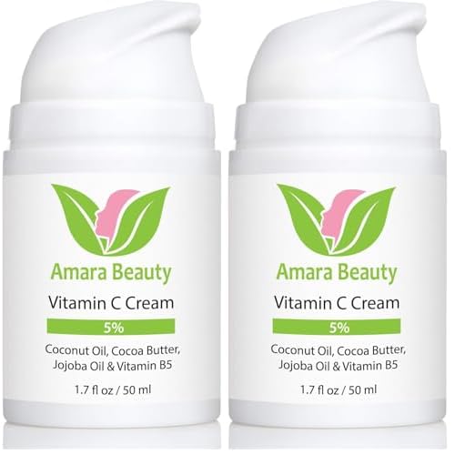 Amara Beauty Vitamin C Cream for Face with Coconut Oil, Cocoa Butter & Jojoba Oil, 1.7 fl. oz. (Pack of 2)