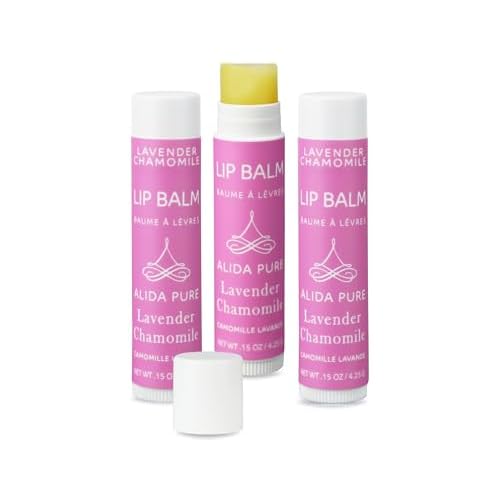 Vegan Lip Balm by PURE + SIMPLE Lavender Chamomile Lip Balm Collection, Cruelty Free Chapstick, Moisturize Dry, ed, or Chapped, Lips, 5 Tube Set.