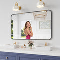 Black Bathroom Mirror 30x48 Inches Wall-Mounted Frameless Tempered Glass