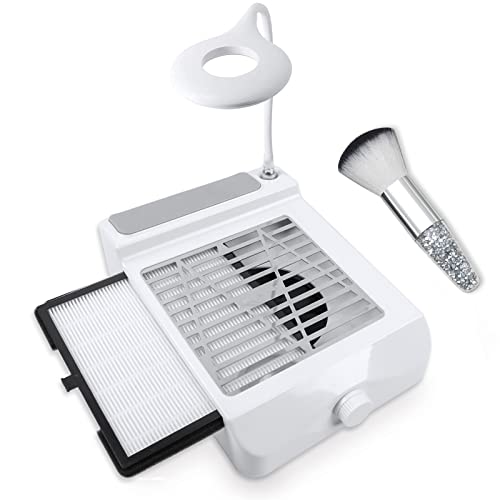 Nail Dust Collector Vacuum with LED Lamp & Accessories for Salon & Home Use