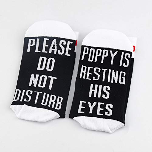 TSOTMO 2 Pairs Gift for Grandpa - Father's Day Novelty - Please Do Not Disturb Poppy Is Resting His Eyes