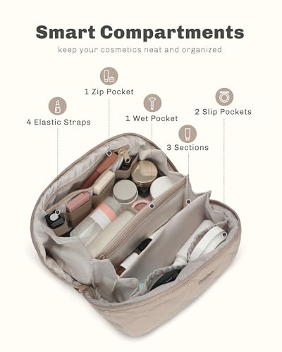 Hynes Eagle Camel Travel Makeup Bag for Women - Waterproof Cosmetic Organizer