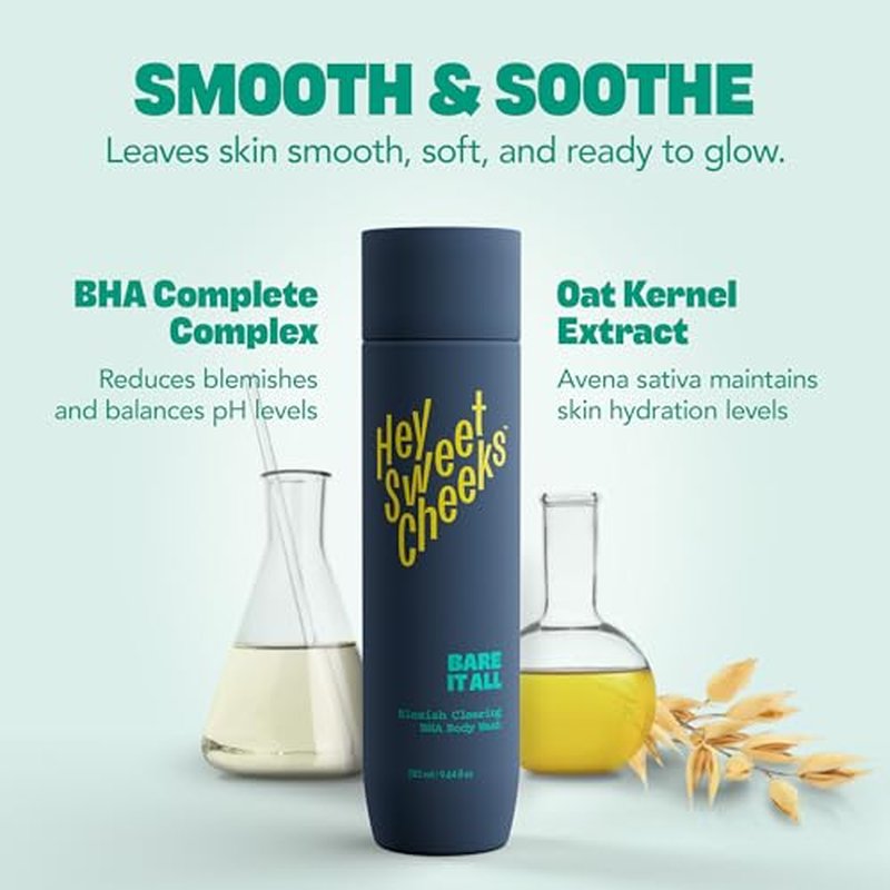 BHA Salicylic Acid Body Wash with Oat Milk, Blemish Body Wash for Back Blemishes, Bacne, Cleanser for Clear, Smooth Skin, Bare It All, 9.64 oz