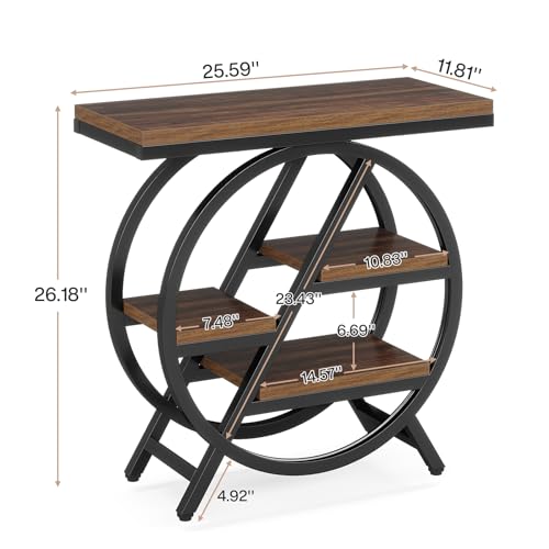 Tribesigns Rustic Brown 3-Tier End Table with Storage - Industrial Nightstand & Sofa Side Table