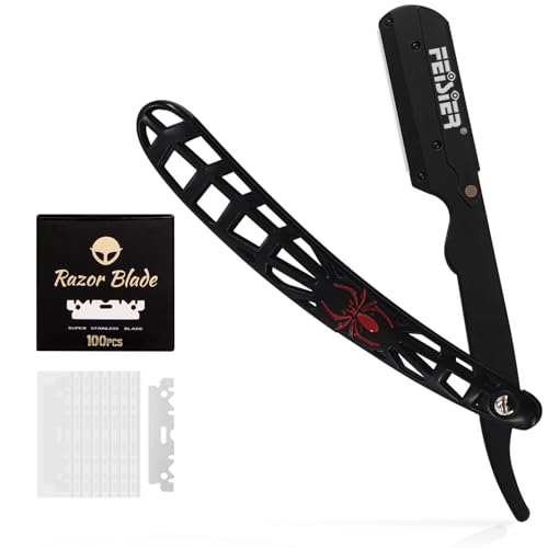 Straight Razors for Men, Professional Straight Single Edge Razor Kit, Stainless Steel Barber Razor with 100 Replacment Blades,Premium Barber Razor for Men's Shaving Salon