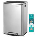 Stainless Steel Trash Can 13 Gallon with Soft-Close Lid - Silver