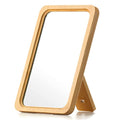 Natural Bamboo Desk Table Mirror, Folding Makeup Mirror with Handheld/Stand,Portable Small Desktop Cosmetic Mirror Good for Travel, Cosmetic, Office,6.5" W x 9.1" L